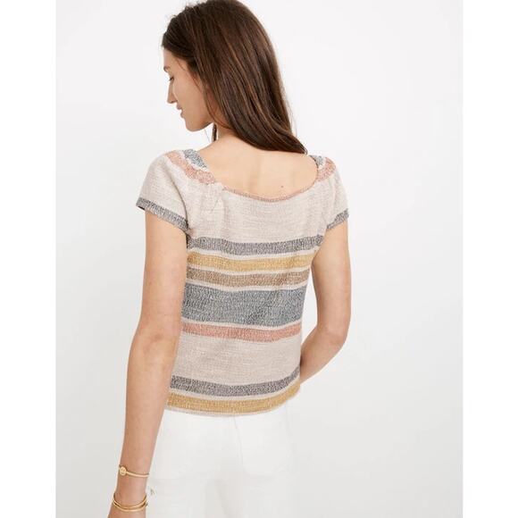 MADEWELL | Texture & Thread Button-Front Top in Stripe Cotton EUC | Medium - Picture 3 of 10